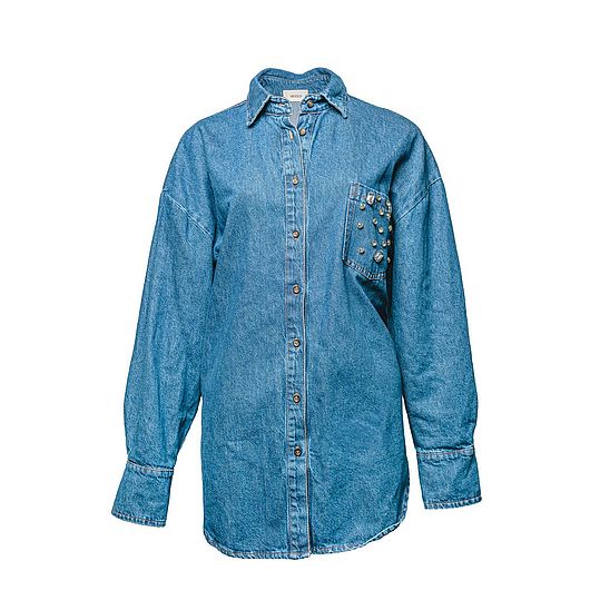 Camicia jeans con strass denim vicolo happy friday 