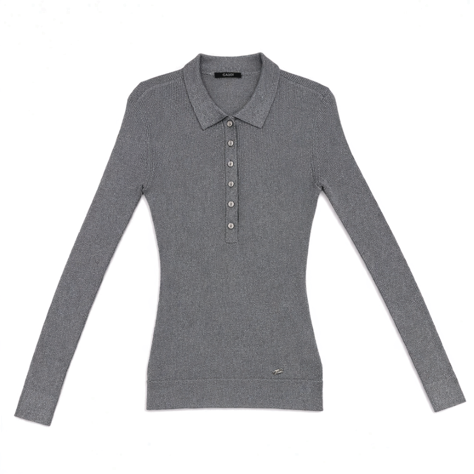 Polo donna in lurex grigio Gaudì happy friday 