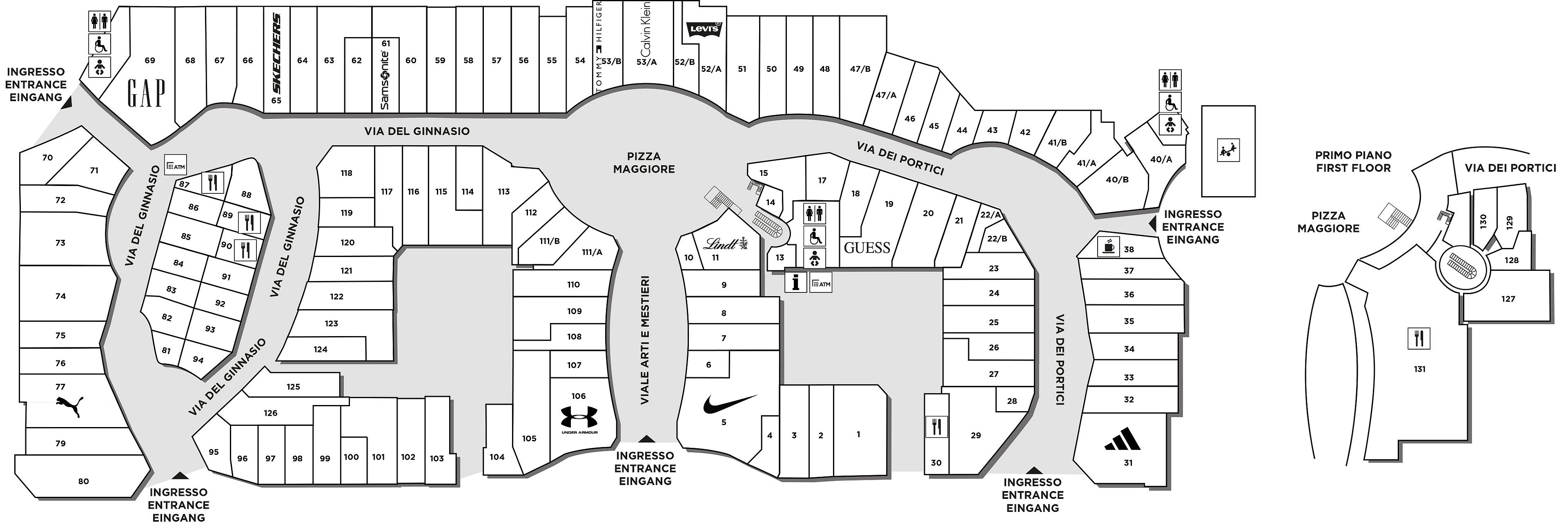 Mappa del centro del Valdichiana Designer Village